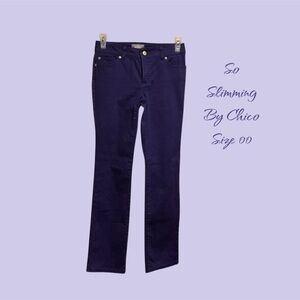 SO SLIMMING DEEP PURPLE JEANS BY CHICO SIZE 00 LIKE NEW